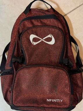 NFINITY Glitter Burgundy Red Backpack with White Logo